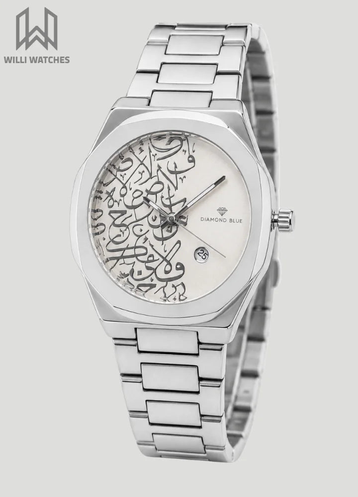 Diamond Blue Heritage Arabic Art Gray Dial Luxury Watch DI-013