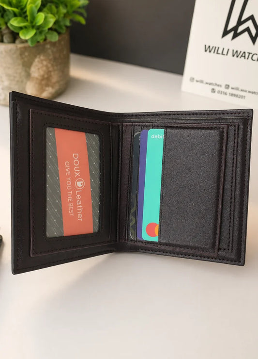 DOUX Luxury Black Leather Wallet for Men Stylish Bifold WL-001