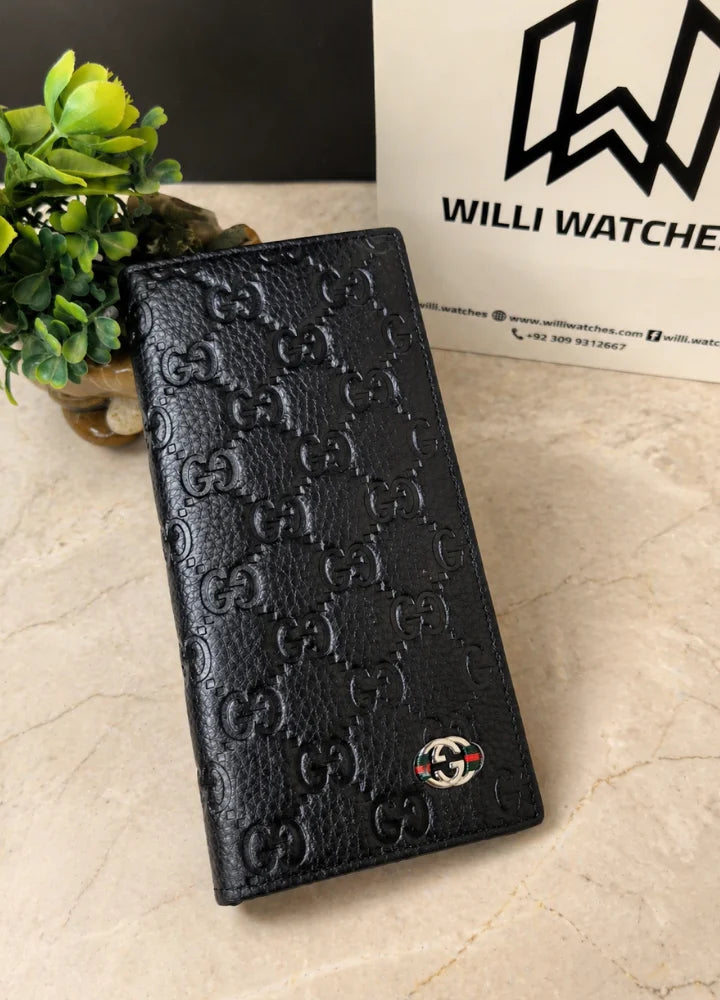 GG Embossed Leather Long Wallet for Men Luxury Executive Style WL-012