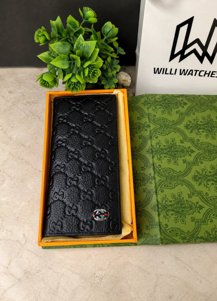 GG Embossed Leather Long Wallet for Men Luxury Executive Style WL-012