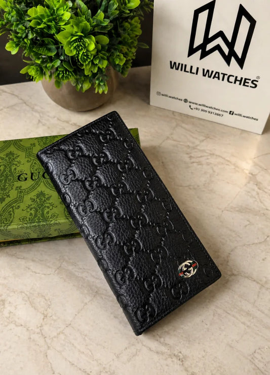GG Embossed Leather Long Wallet for Men Luxury Executive Style WL-012