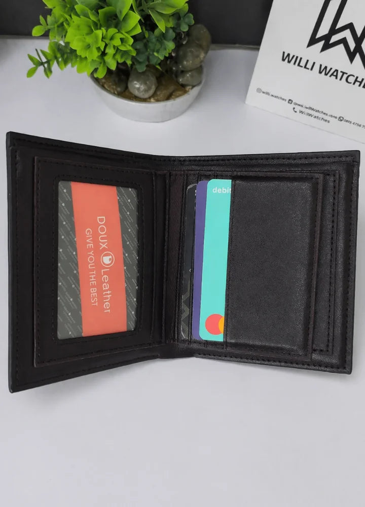 DOUX Luxury Black Leather Wallet for Men Stylish Bifold WL-001