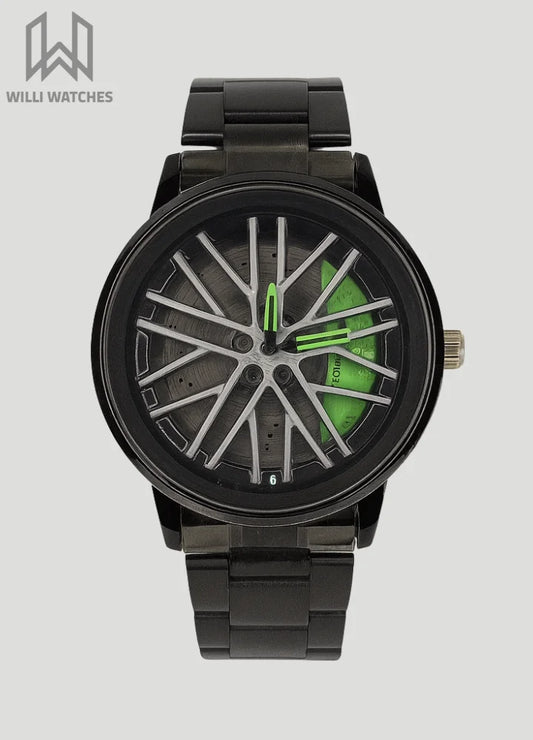 Green & White Sports Watch – Rotating Rim Look B-005