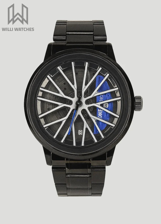 Sporty Rim Racing Watch – Blue &amp; White Speed Dial B-010