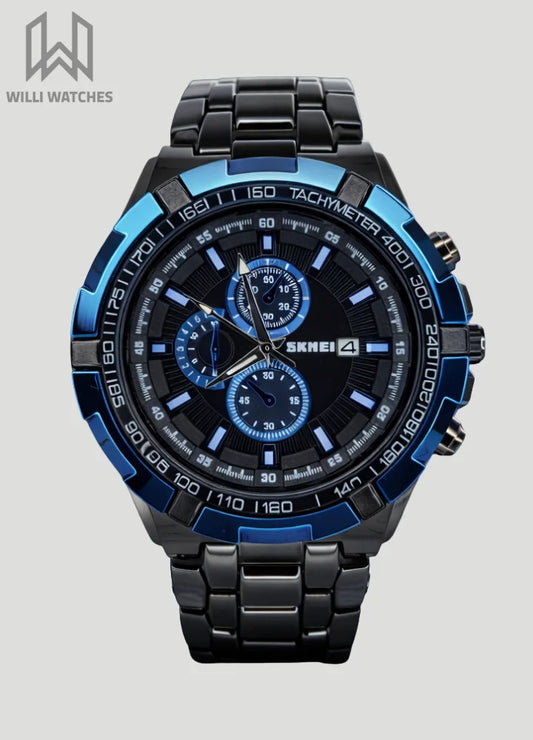 SKMEI Black with Blue Dial: Date Function S-002