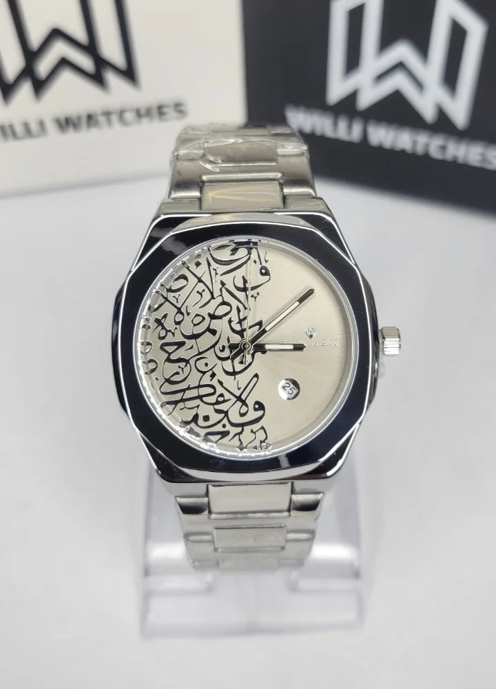 Diamond Blue Heritage Arabic Art Gray Dial Luxury Watch DI-013