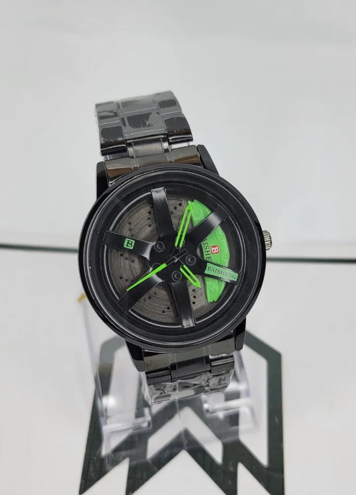 Baisheng Sports Watch - Green Rotating Wheel Rim B-002