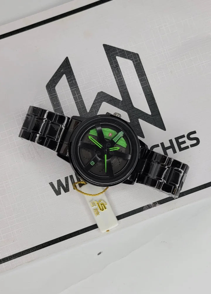 Baisheng Sports Watch - Green Rotating Wheel Rim B-002