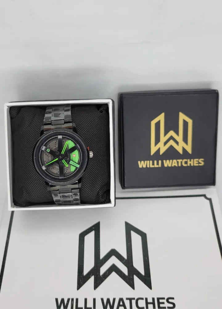 Baisheng Sports Watch - Green Rotating Wheel Rim B-002