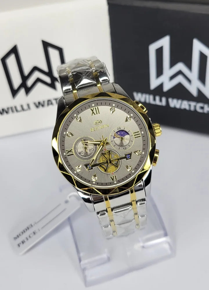 Bestwin Two-Tone Gray Dial Working Chronograph Watch BS-002