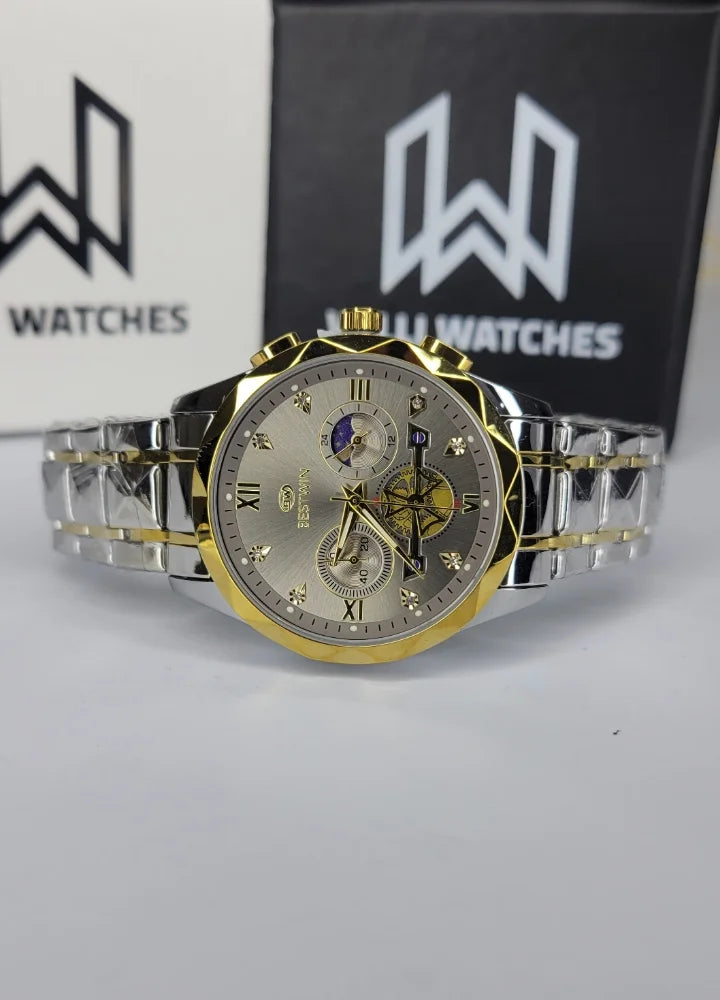 Bestwin Two-Tone Gray Dial Working Chronograph Watch BS-002
