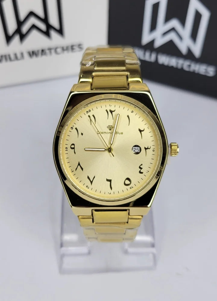 Diamond Blue Classic Gold Arabic Dial Watch DI-007