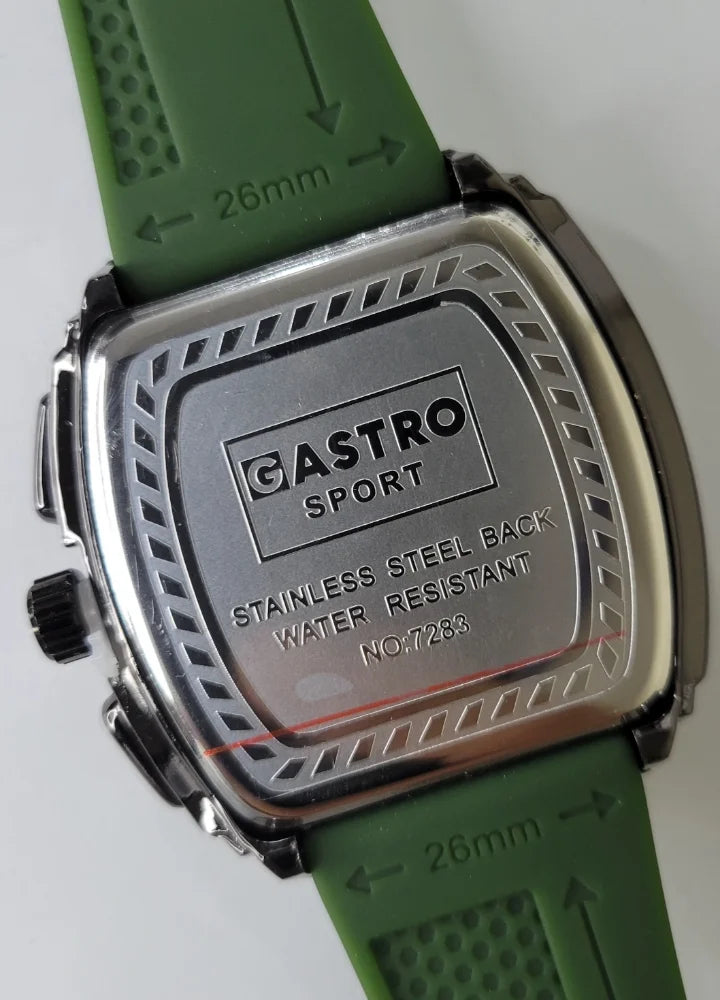Executive Sports Chronograph Watch with Premium Green Silicone Strap SP-011