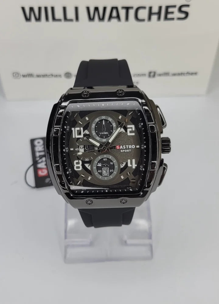 Executive Sports Chronograph Watch with Premium Black Silicone Strap SP-013