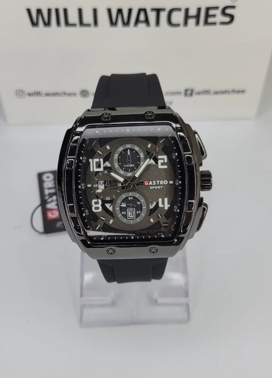 Executive Sports Chronograph Watch with Premium Black Silicone Strap SP-013