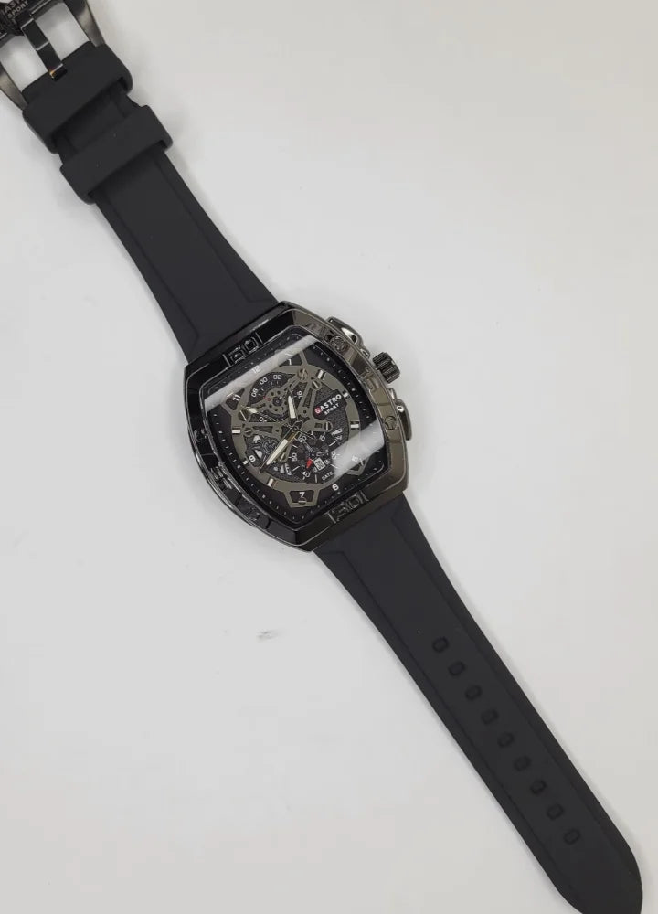 Executive Sports Chronograph Watch with Premium Black Silicone Strap SP-013
