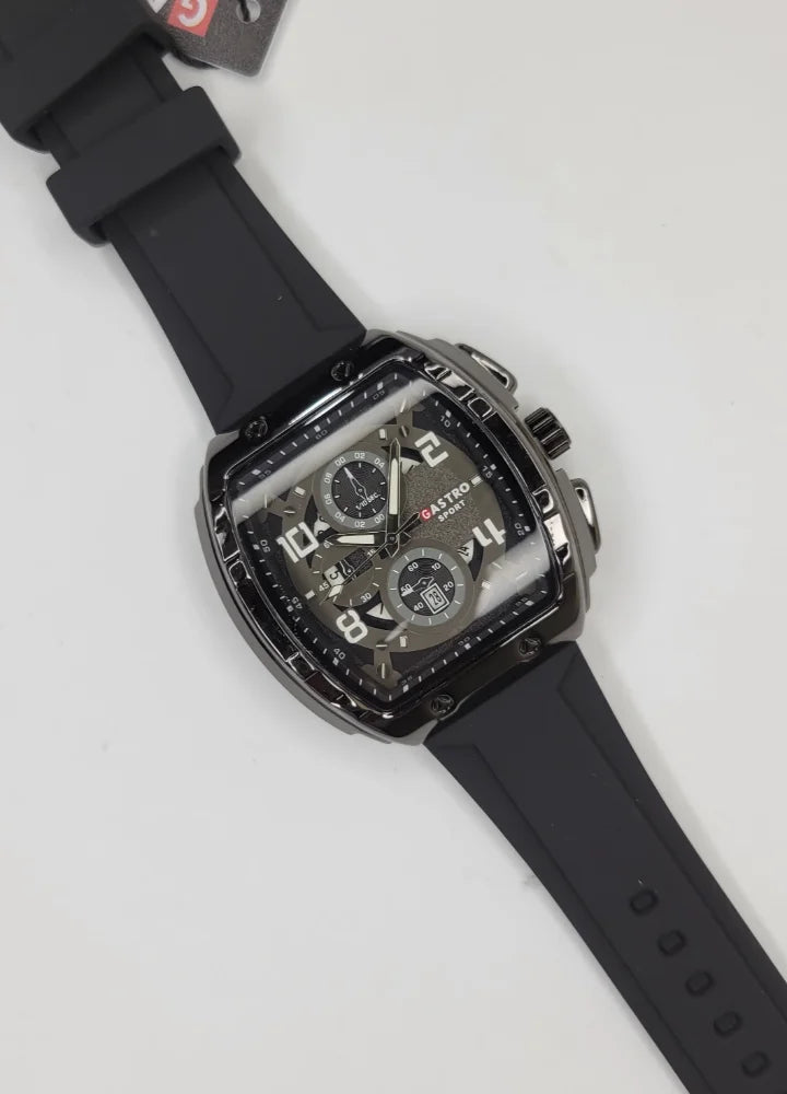 Executive Sports Chronograph Watch with Premium Black Silicone Strap SP-013