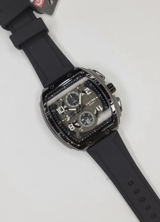 Executive Sports Chronograph Watch with Premium Black Silicone Strap SP-013