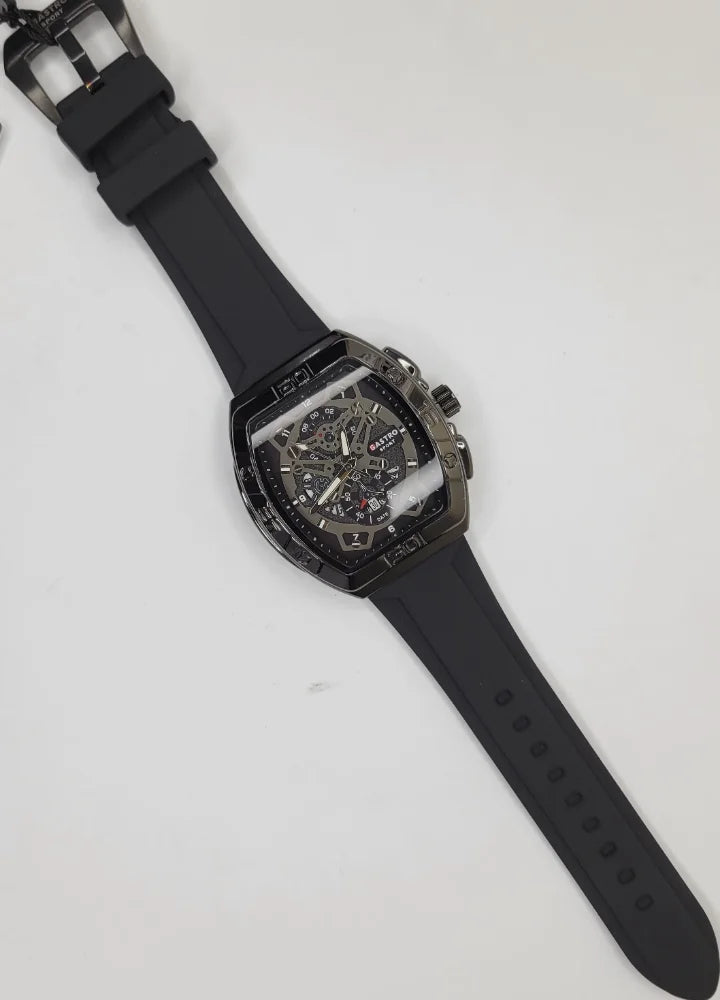 Executive Sports Chronograph Watch with Premium Black Silicone Strap SP-012