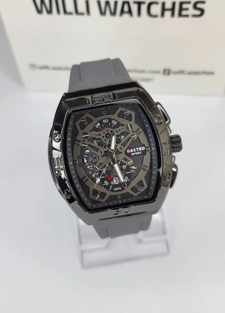 Executive Sports Chronograph Watch with Premium Grey Silicone Strap SP-014