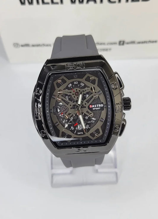 Executive Sports Chronograph Watch with Premium Grey Silicone Strap SP-014