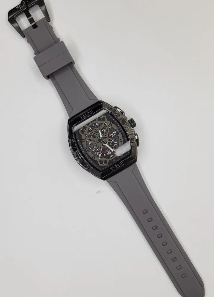 Executive Sports Chronograph Watch with Premium Grey Silicone Strap SP-014