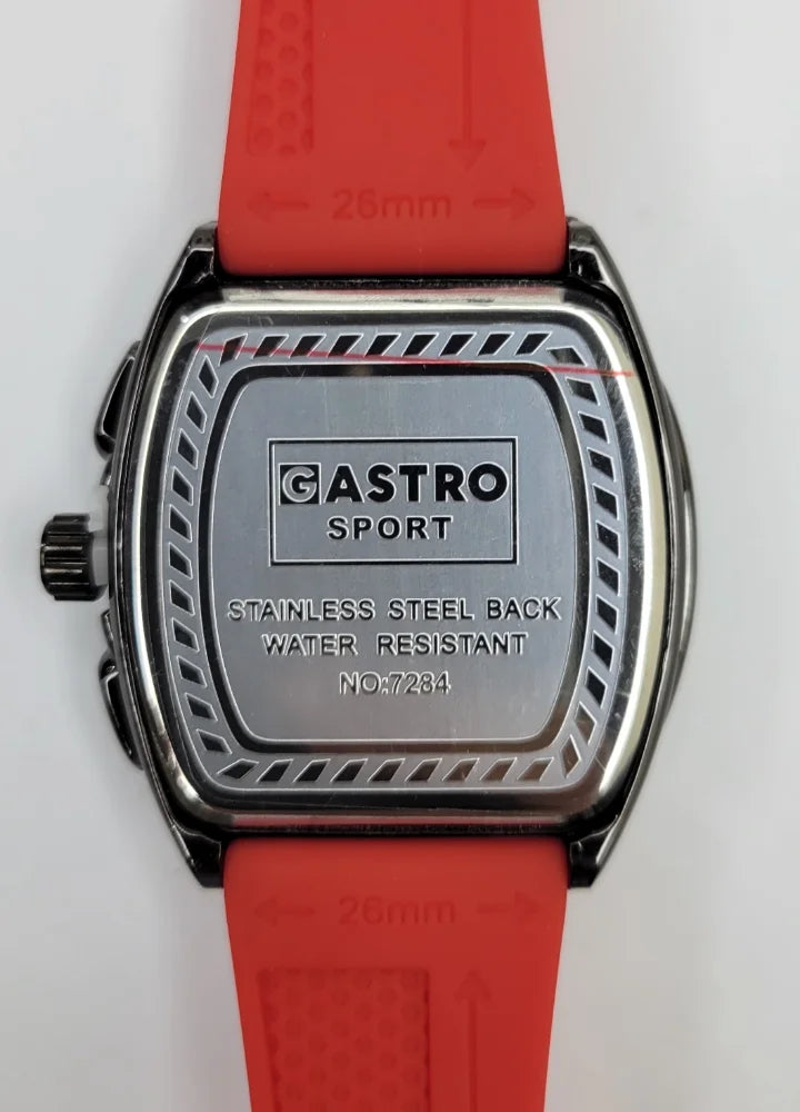 Executive Sports Chronograph Watch with Premium Red Silicone Strap SP-015