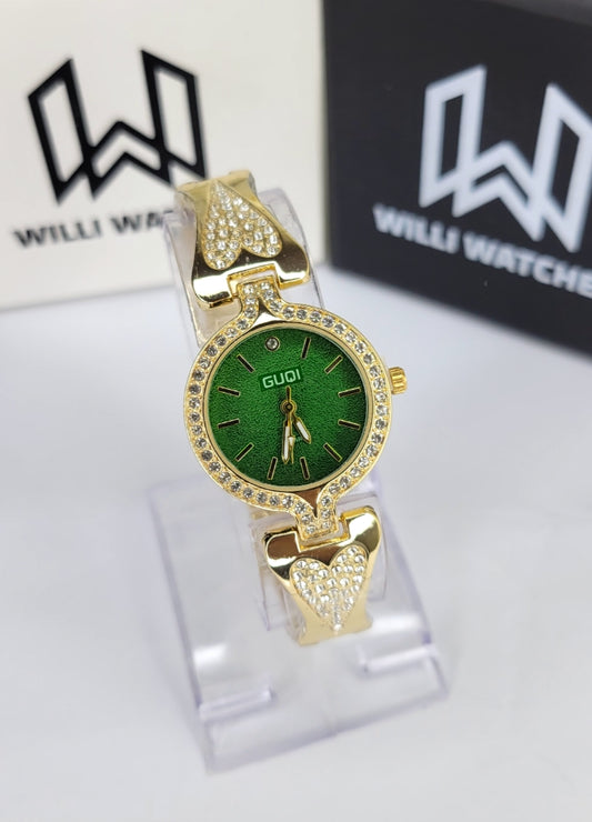 Golden Heart – GUQI Elegant Crystal Women’s Watch FM-026