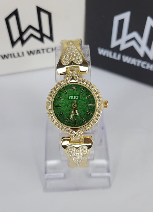 Golden Heart – GUQI Elegant Crystal Women’s Watch FM-026