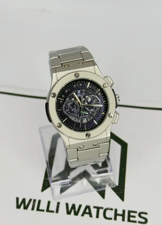 HB Spider Watch – Dark Blue Dial, Stainless Steel, Date HB-011