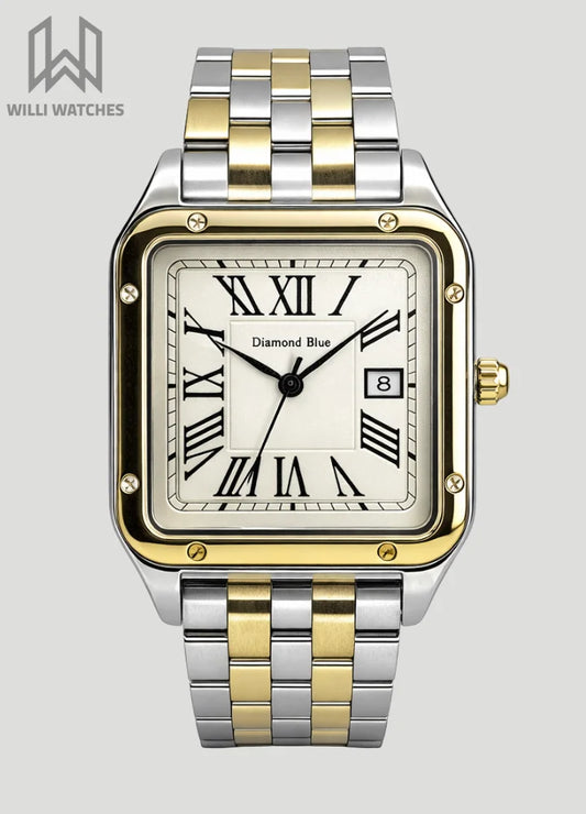 Diamond Blue Premium White Dial Two-Tone Watch DI-022