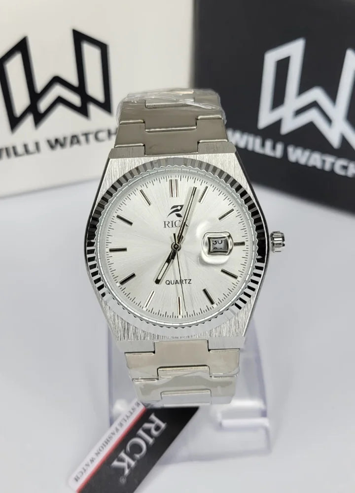 Rick Elegant Silver Quartz Men’s Watch with Date RC-001