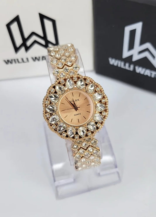 Glamour Queen – Rose Gold Crystal Embellished Watch FM-029