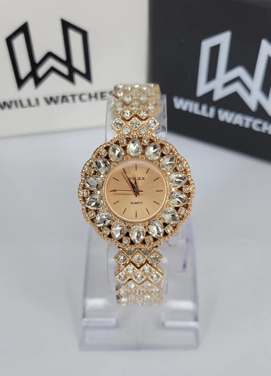 Glamour Queen – Rose Gold Crystal Embellished Watch FM-029