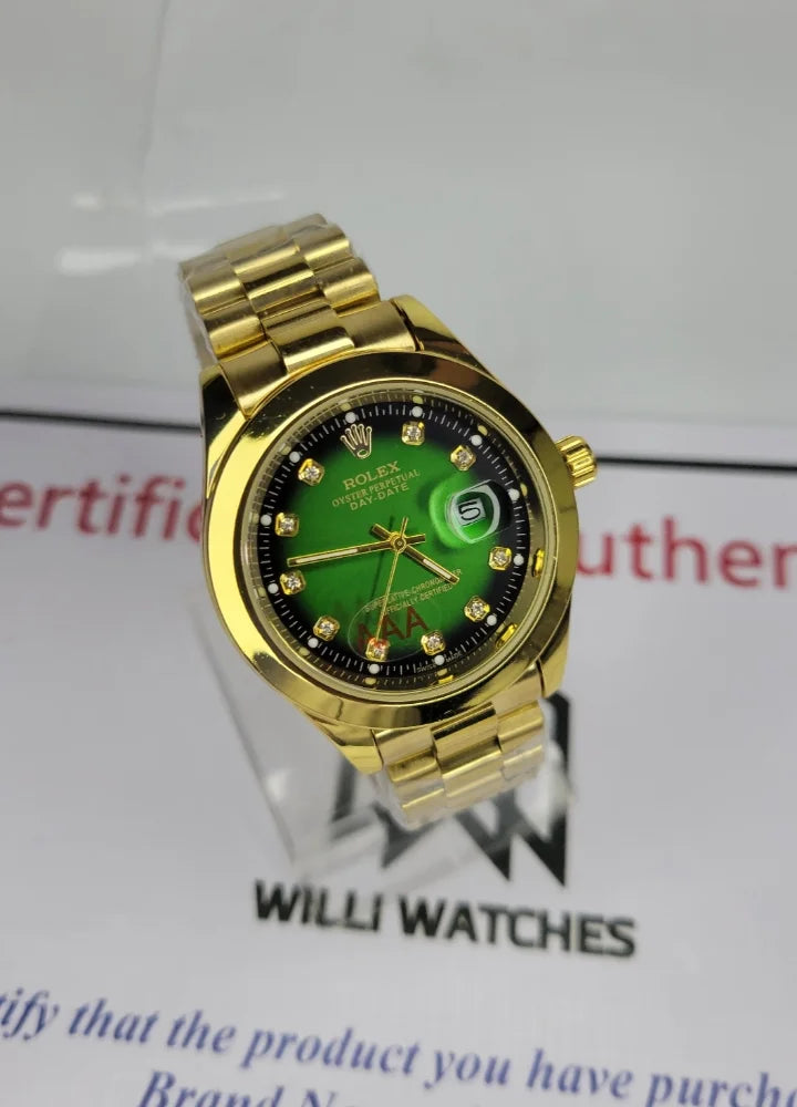 RLX Golden Men's Green Dial with Date Watch R-001