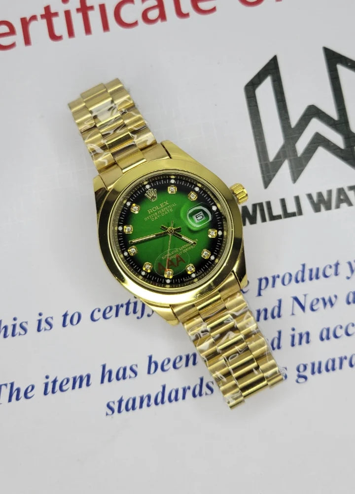 RLX Golden Men's Green Dial with Date Watch R-001