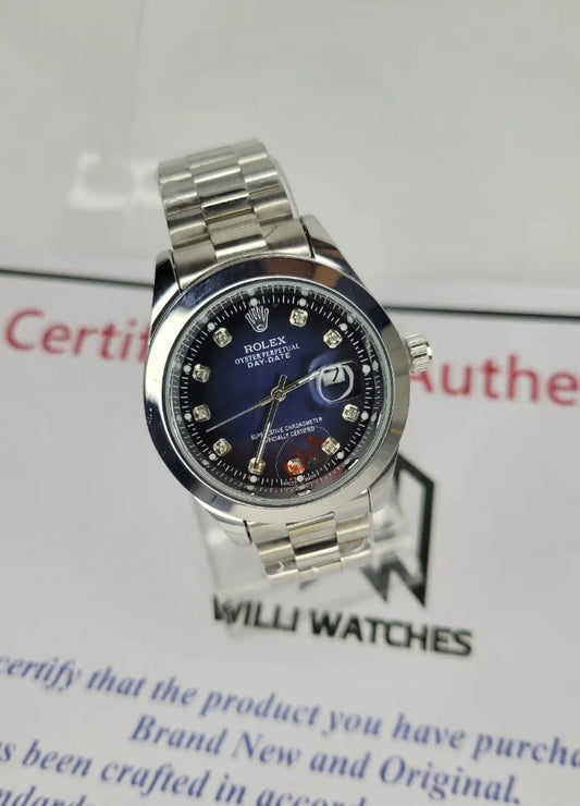 RLX Silver Men's Blue Dial with Date R-004