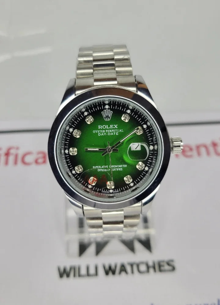 RLX Silver Men's Green Dial with Date R-011