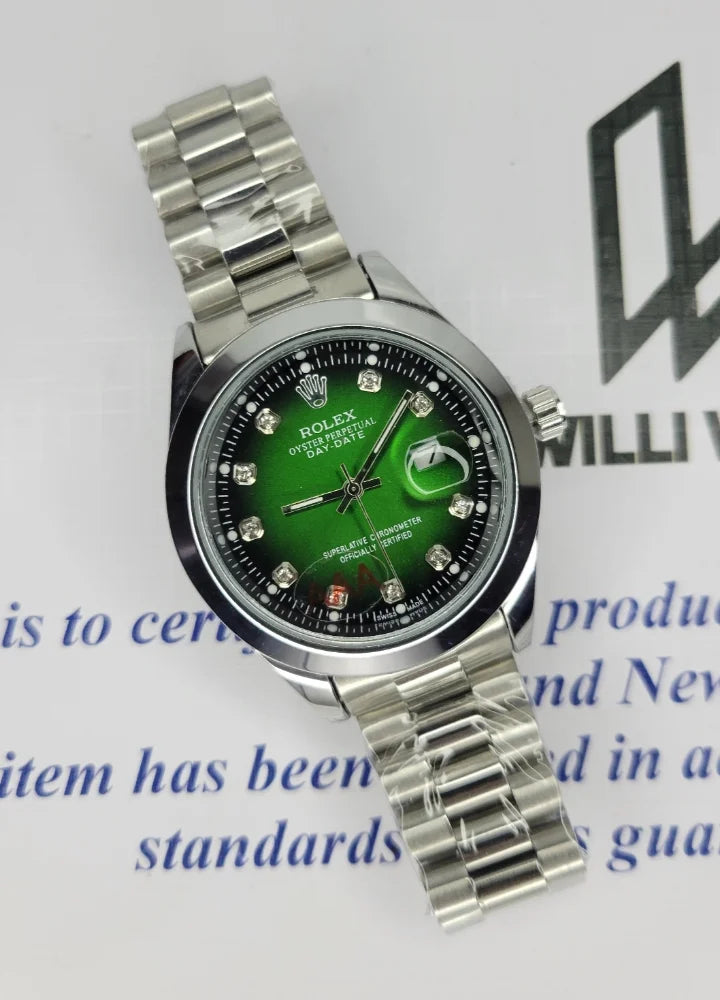 RLX Silver Men's Green Dial with Date R-011
