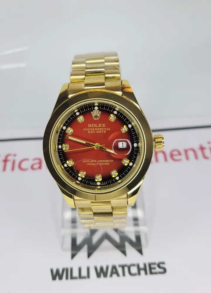 RLX Gold Men's Red Dial with Date R-009