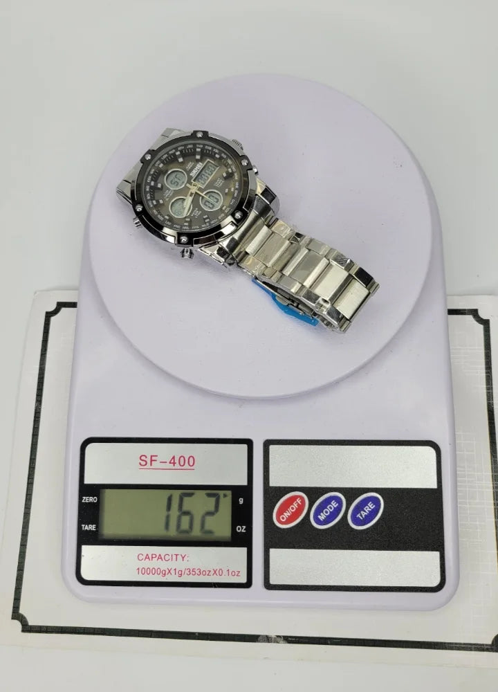 Skmei Silver With Black Dial Dual Display Watch S-011