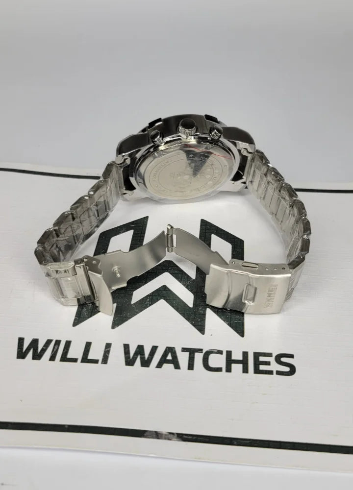 Skmei Silver With Black Dial Dual Display Watch S-011