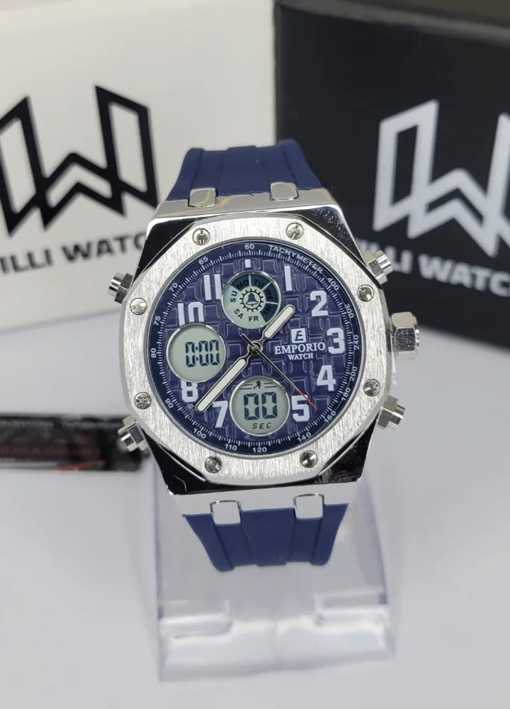 Emporio Stylish Blue Sports Watch Dual Display SP-005