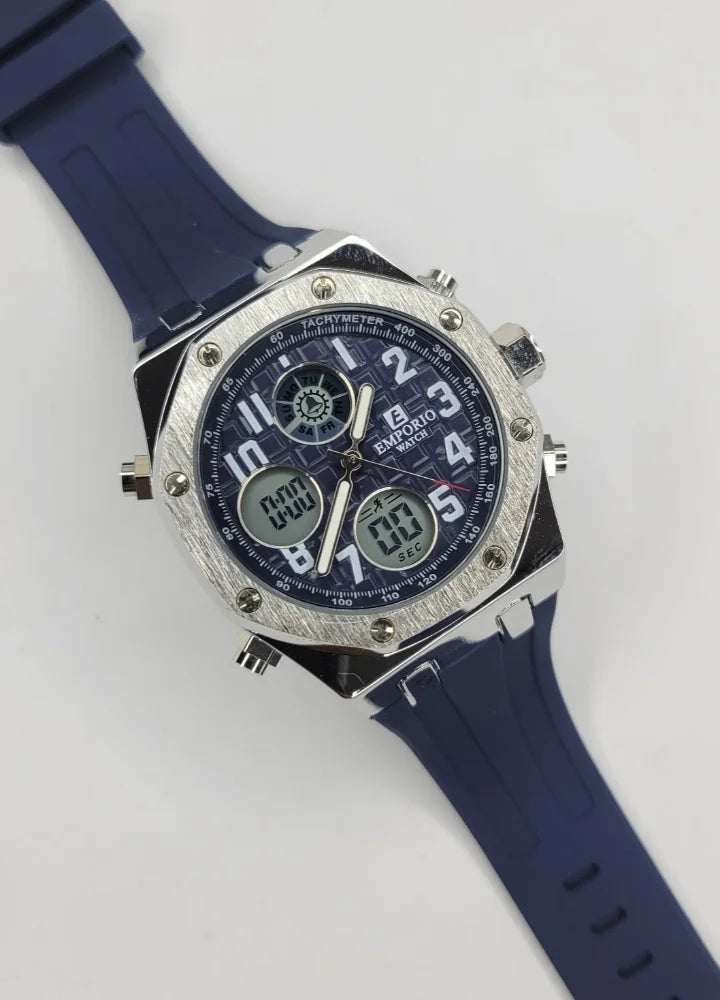 Emporio Stylish Blue Sports Watch Dual Display SP-005