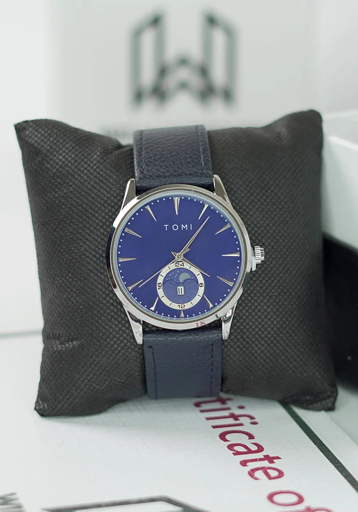TOMI Premium Business Timepiece – All Blue Watch with Date & Magnet Lock TM-016