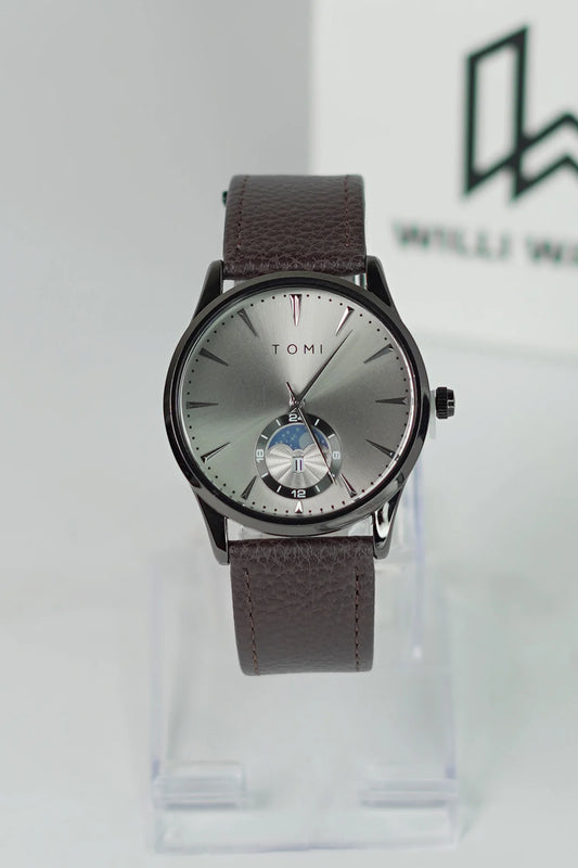 TOMI Classic Formal Timepiece – Grey Dial, Moonphase &amp; Magnet Lock TM-018