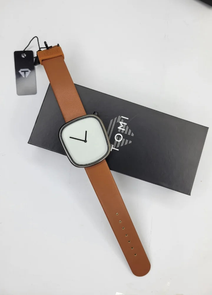 TOMI Modern Brown Strap Watch – Simple & Stylish TM-019