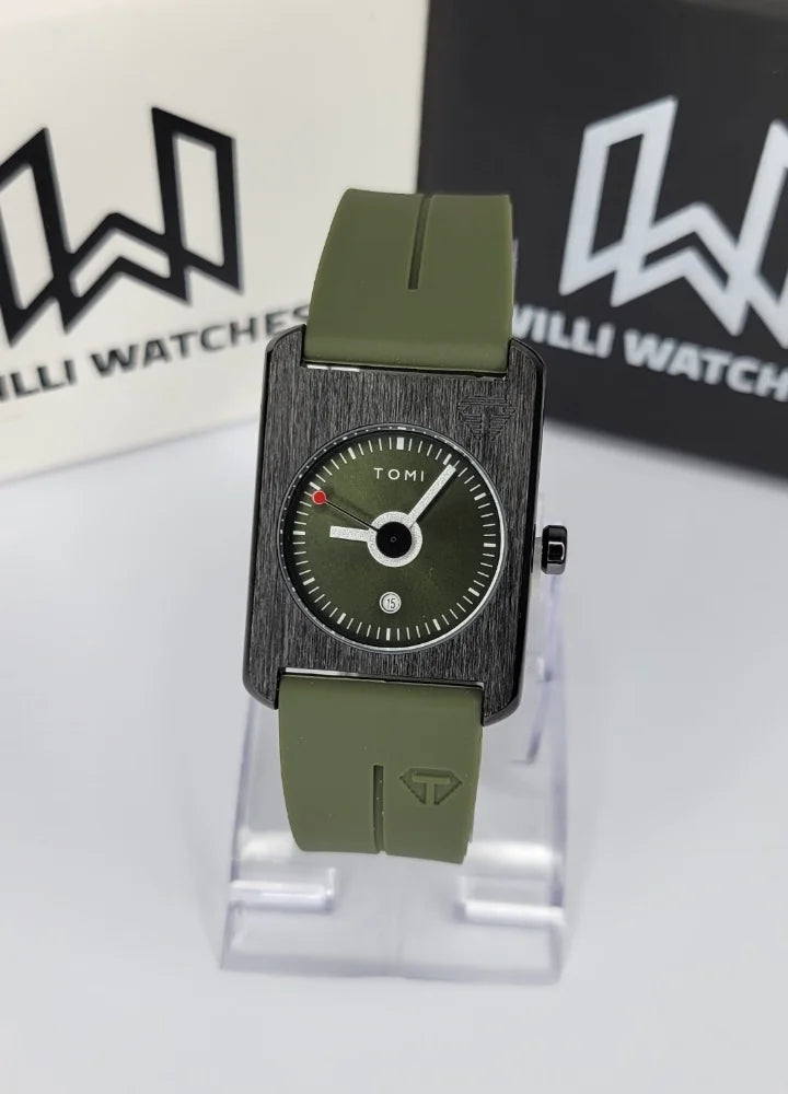 TOMI Unisex Magnet Watch – Green Strap, Date Display TM-025