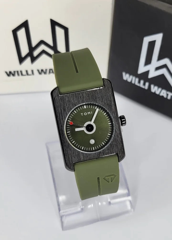 TOMI Unisex Magnet Watch – Green Strap, Date Display TM-025