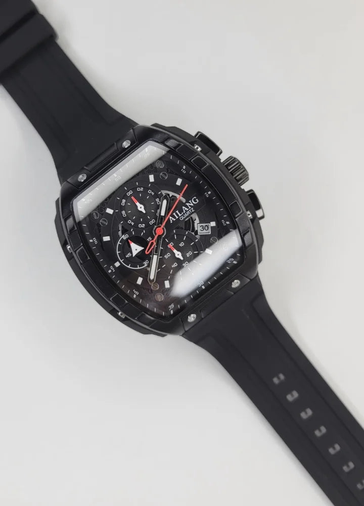 Executive Sports Chronograph Watch with Premium Black Silicone Strap SP-016